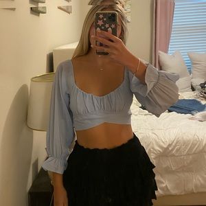 Light blue Petal + Pup top.